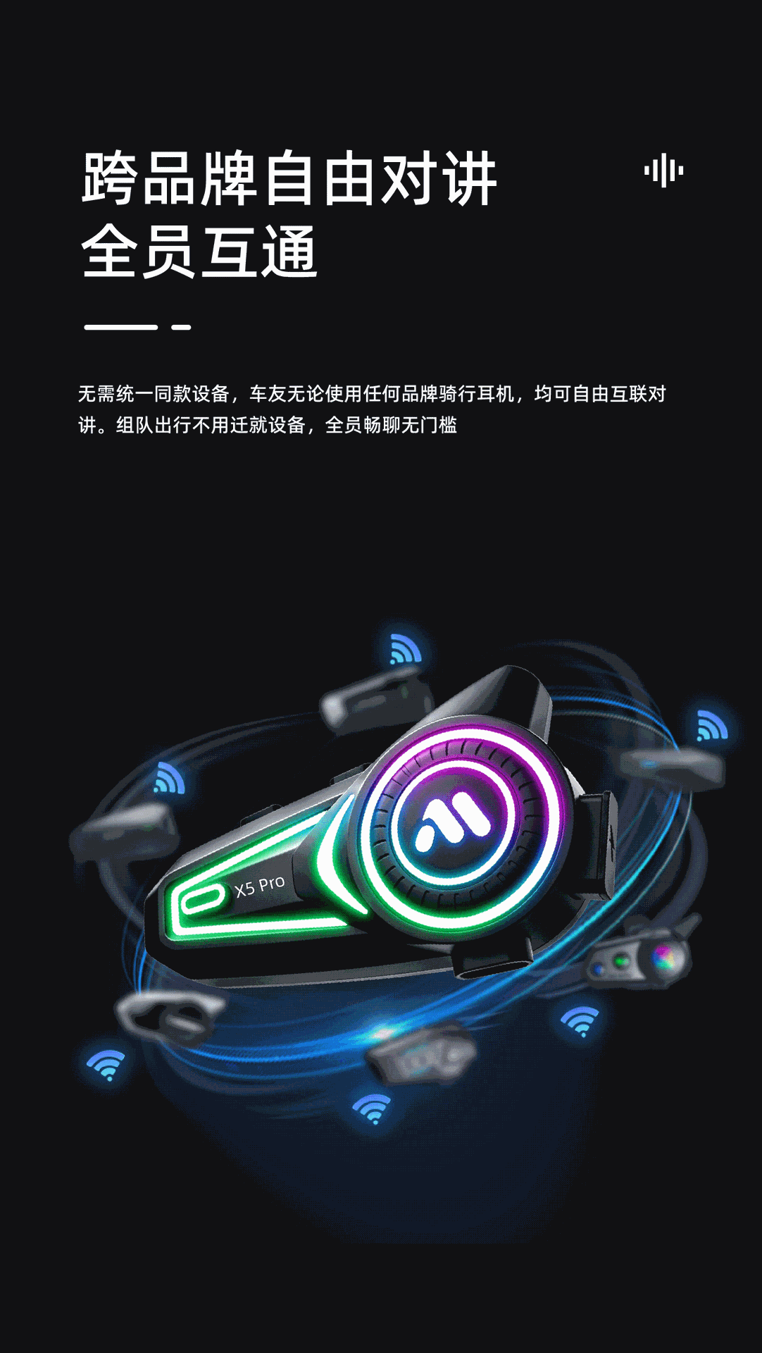 X5 Pro Motorcycle Helmet Bluetooth Headset Waterproof Noise Reduction Long Battery Life Cross-Brand Intercom Riding Headset