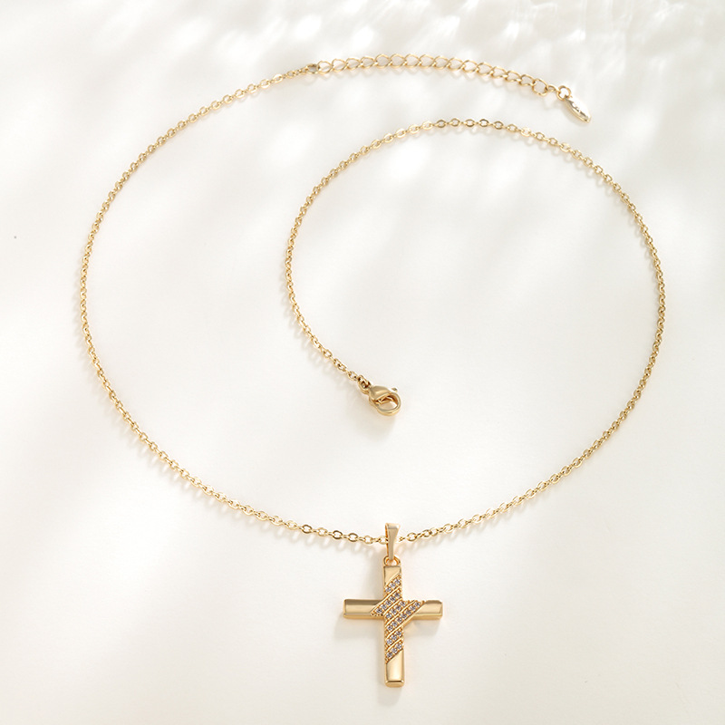 Xuping bronce dorado collar colgante de piedra cruzada nicho europeo y americano hip-hop personalidad para hombres y mujeres joyas colgante