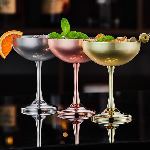 Stainless steel cocktail glasses, popsicle cups, creative metal highball glasses, bar and restaurant martini glasses, margarita glasses