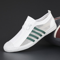 男鞋2024春季新款百搭潮鞋男士帆布布鞋韓版百搭潮流休閒鞋拉鏈鞋