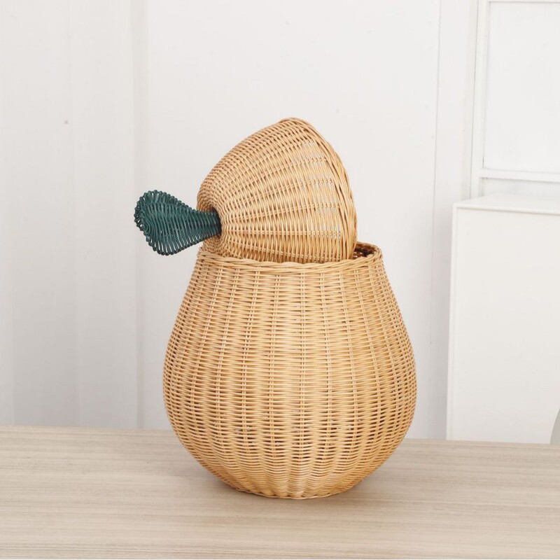 Ins Hand-Woven Large Pear Storage Basket Dirty Clothes Basket Hotel Folk Storage Basket Kidsren's Room Decoration Photography Props