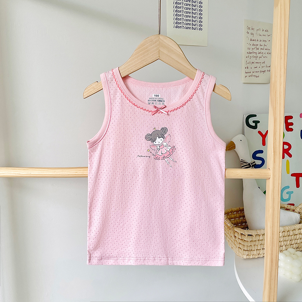 Chaleco de algodón para niños de clase A, sin hueso y sin mangas, fondo de bebé, chaleco fino en forma de corredor, uso exterior, cuello redondo jacquard, verano