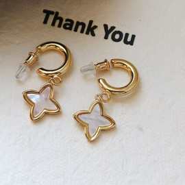 精致贝壳四叶草耳环欧美复古时尚小众气质百搭轻奢高级感银针耳饰