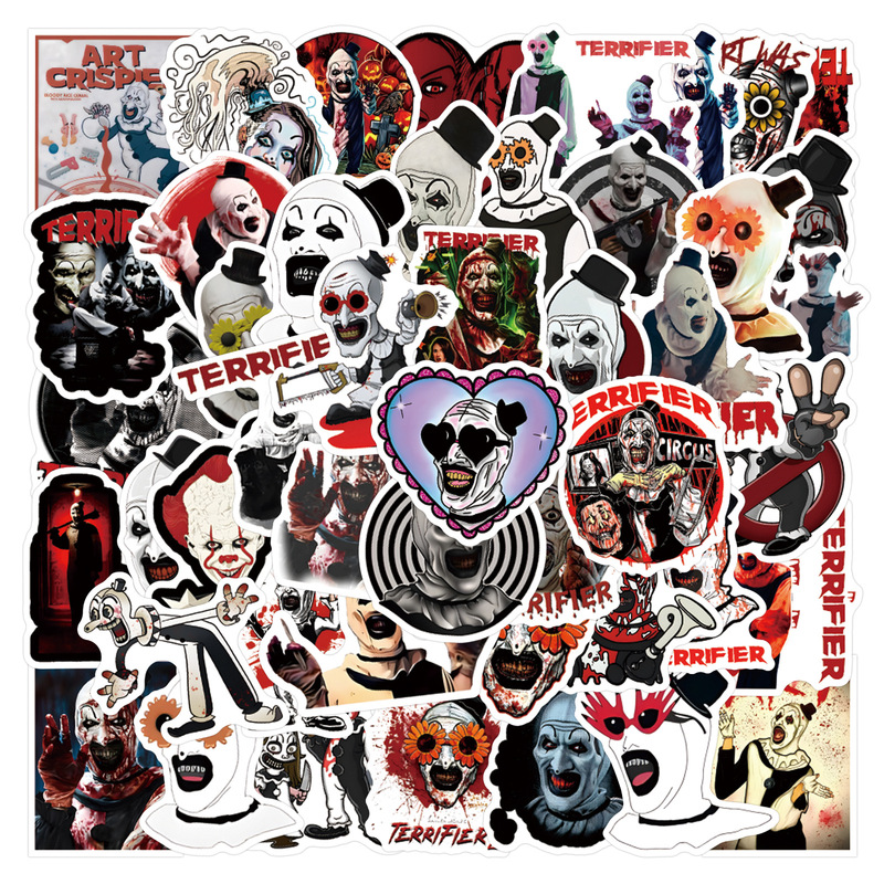 55 Terrifier Horror Halloween Graffiti Cross-border Stickers Decorative Luggage Laptop Mobile Phone Stickers