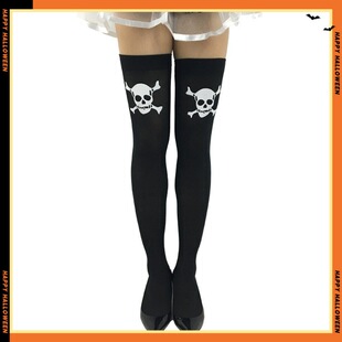 Manufacturer Wholesale Cross-Border Long Socks Stage Performance Decorative Skull Socks Halloween Stockings Outfit Theme Trend