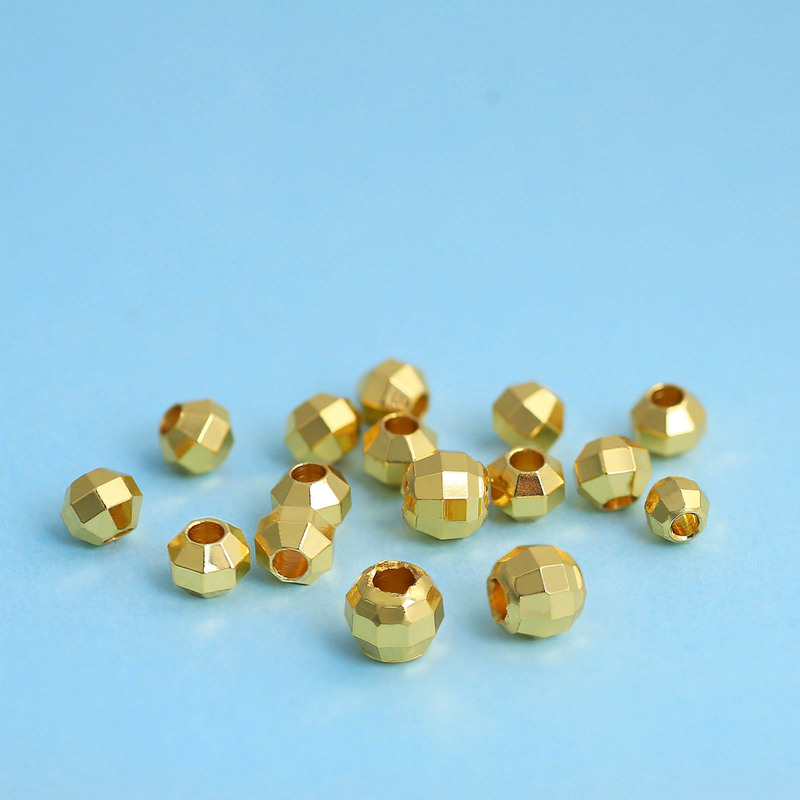 Wholesale Beading 18K Gold-Plated Color-Preserving Shiny Disco Beads Faceted Beads Laser Beads Bracelet Spacer Beads DIY Jewelry Accessories