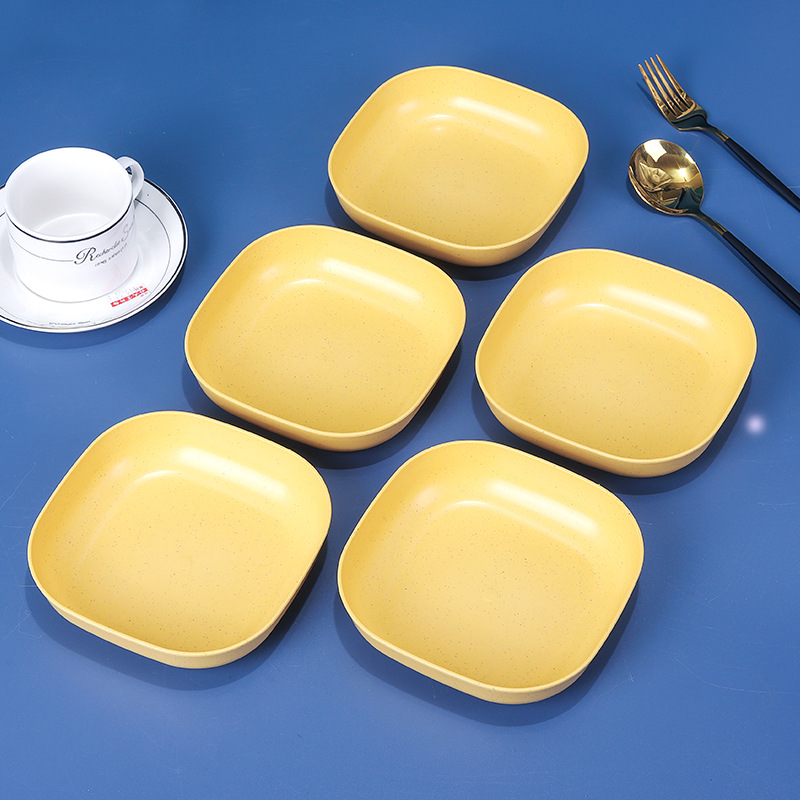 Paja DE TRIGO 15cm cuadrado plato profundo creativo mayor restaurante pala plato resistente a la caída plato de la torta hogar pequeño plato