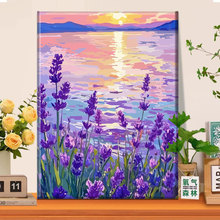 薰衣草diy数字油画田园风景手工填充丙烯油彩画客厅装饰画批