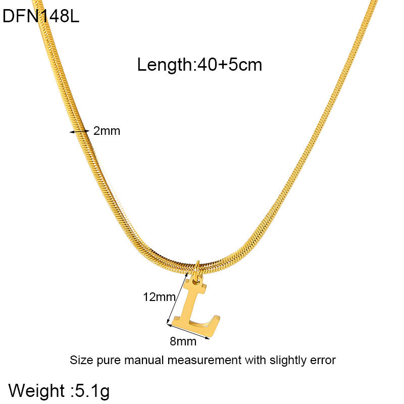 304 Stainless Steel 18K Gold Plated Simple Style Polishing Letter Pendant Necklace display picture 14