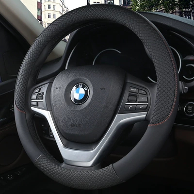 for Many Models Embossed Export, Steering wheel cover - high-quality-double-line-black-round