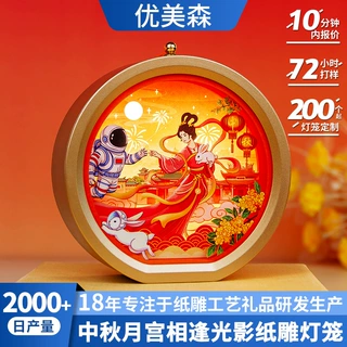 新年纸雕灯笼3d立体光影纸雕灯故宫城市地标文创手提3d纸雕灯笼