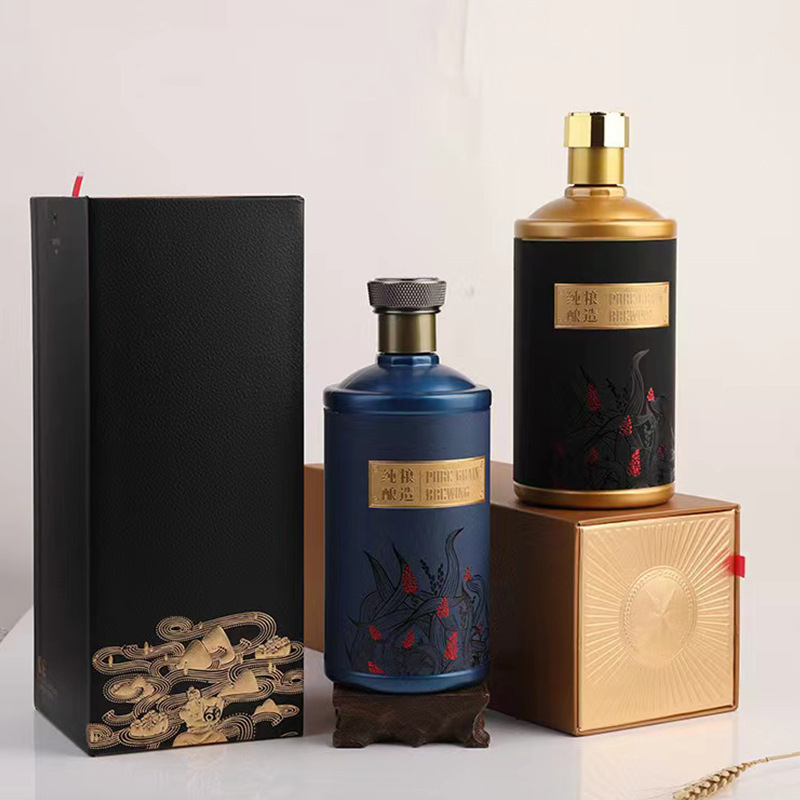 新款玻璃瓶烤花白酒瓶私人珍藏logo品鉴自酿酒瓶喜宴酒盒套装