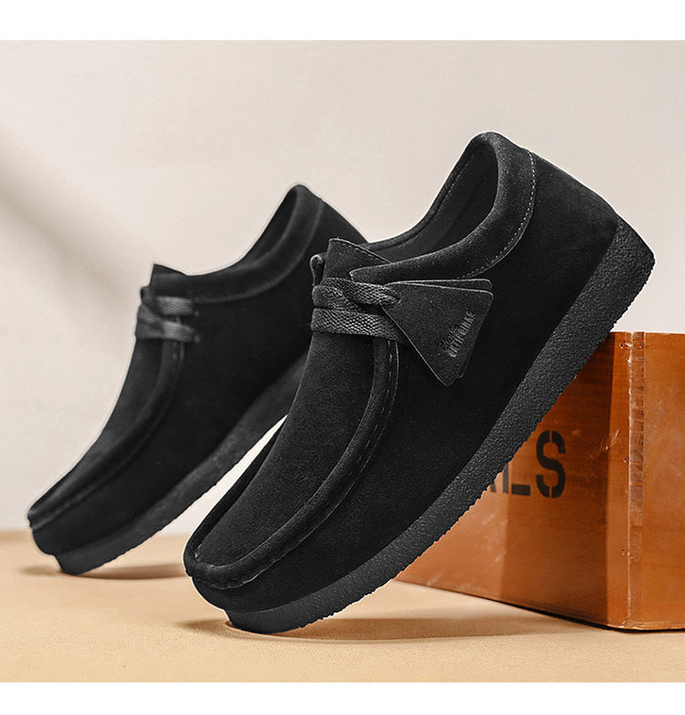 Giày lười nam da lộn mềm đế bệt kiểu mới, giày slip-on mũi tròn thoáng khí — Kaki, màu xám, màu đen chi tiết 18