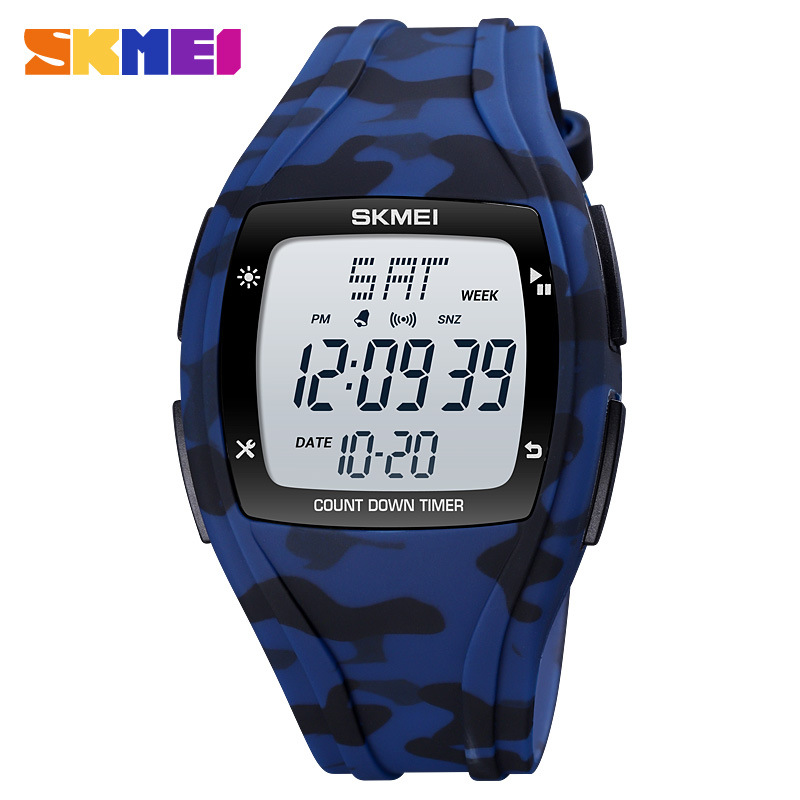 Skmei estudiante camuflaje deportes al aire libre pantalla digital reloj electrónico moda retroiluminación pareja nuevo reloj electrónico 1610