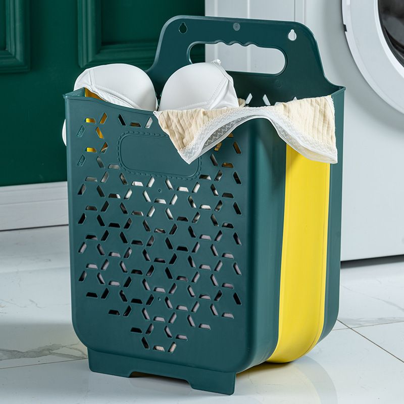 new pattern fold Laundry basket Shower Room Wall hanging Landmark Dual use Storage Basket Household dirty basket