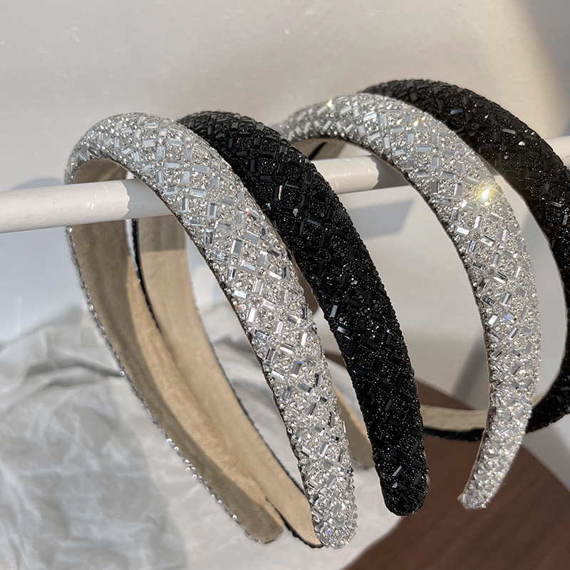 Haut de crâne haut de gamme, sensation haut de gamme, diamant complet, bandeau pour cheveux à pression en éponge super scintillante, célèbre sur internet_voghion.com