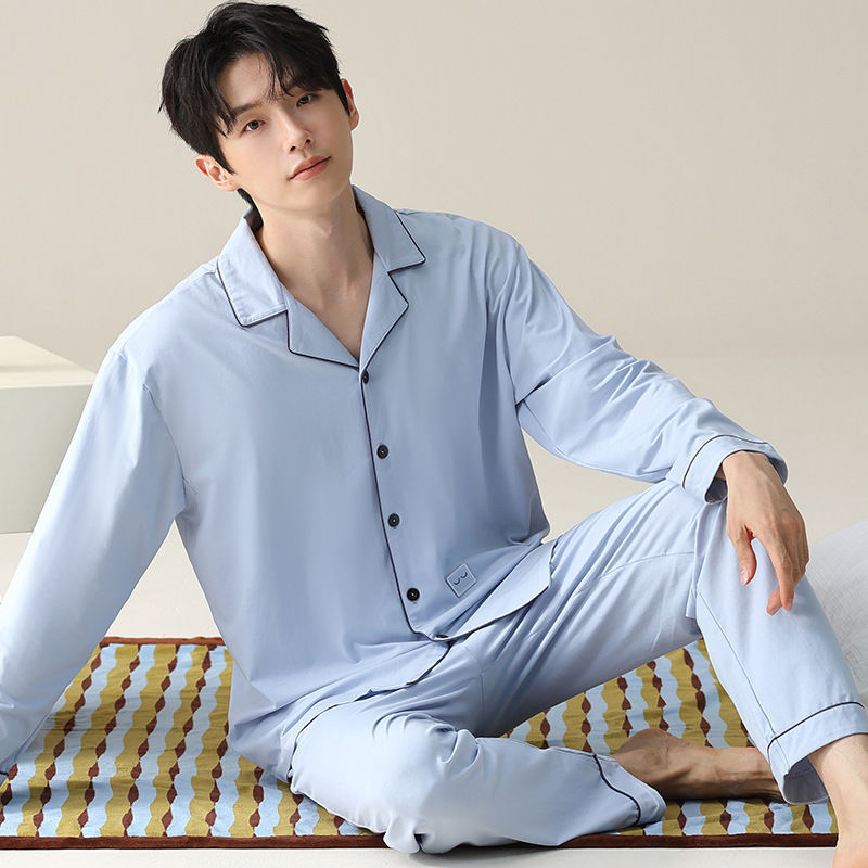 Gran tamaño para hombres 2024 nuevo pijama de algodón primavera y otoño se puede usar ropa de casa otoño y invierno hombre conjunto