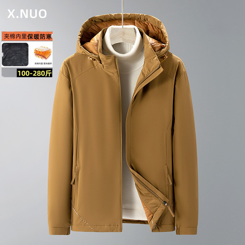 Autumn and winter padded jacket for men, windproof and waterproof work jacket, warm plus-size casual light luxury windbreaker