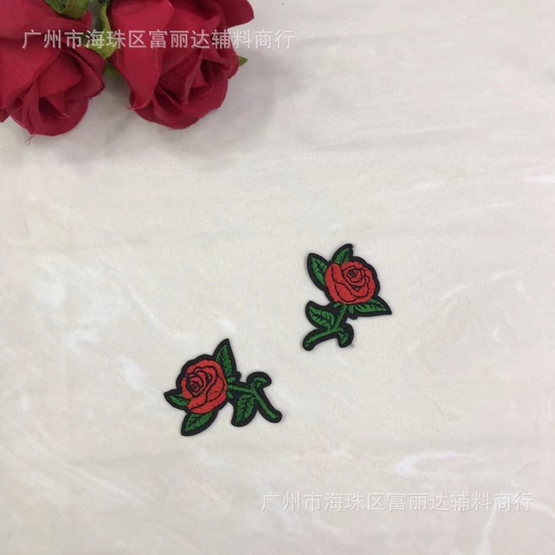 绒布玫瑰小花 手工DIY半成品 衣服补丁小号布贴花边服装辅料