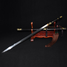 龙泉华影刀剑工艺收藏品花纹钢剑宝剑手工锻打唐剑一体硬剑未开刃