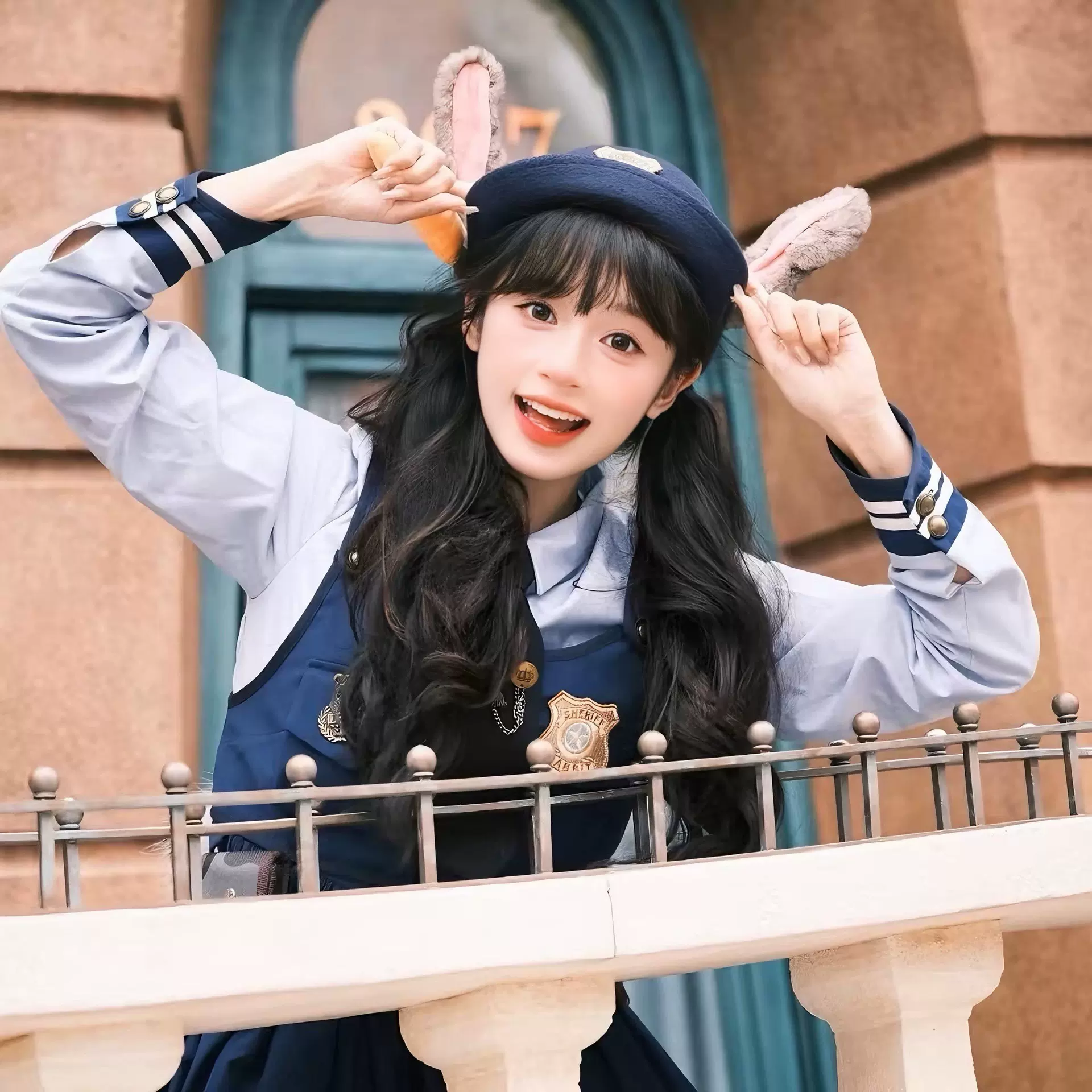 疯狂动物城朱迪兔子警官翻檐帽可爱甜美少女心贝雷帽卡通兔耳帽子