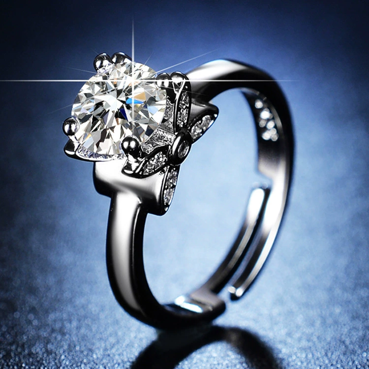 Кольцо, zircon объемом 1 карат, лёгкая роскошь европейского стиля, элегантный дизайн в серебристом тоне
