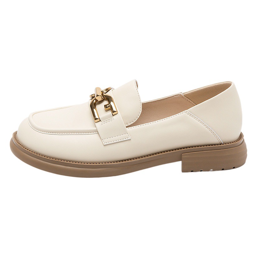 Zapatos de Tacón Grueso Estilo Británico Augu Shiden para Mujer, Otoño 2025, Estilo Retro, Suela Suave, Zapatos de Cuero Pequeños