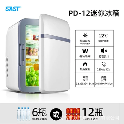 Car Refrigerator 12L Small Dual-Purpose Mini Fridge for Cosmetics and Beauty Products, Suitable for Personal Use in Dormitories and Homes (Soyuducular) - 12l-basic-white-home-and-car-dual-use