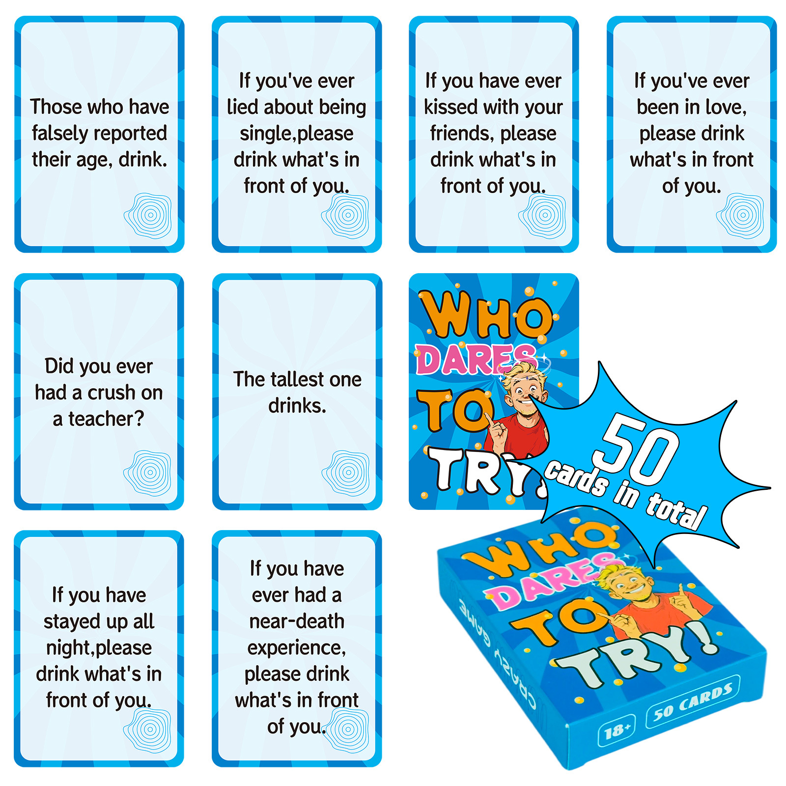 Cross-Border New 50 English Party Party Multiplayer Game Cards Leisure Entertainment Interactive Card Game Toys