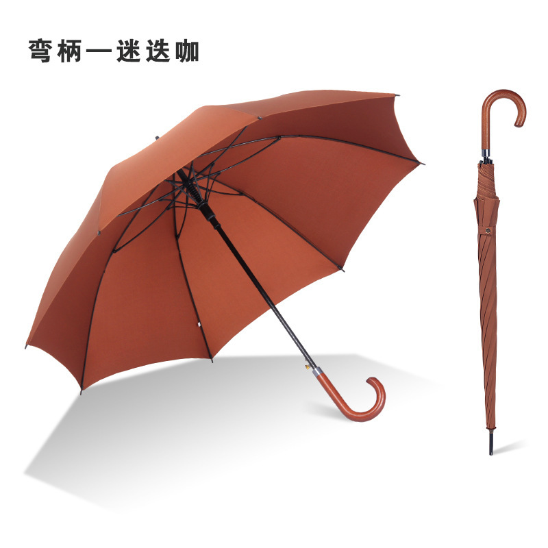 ゴルフレトロ無垢材ハンドルストレート骨傘大型ダブルゴルフ晴雨兼用広告傘ロゴ印刷可能|undefined