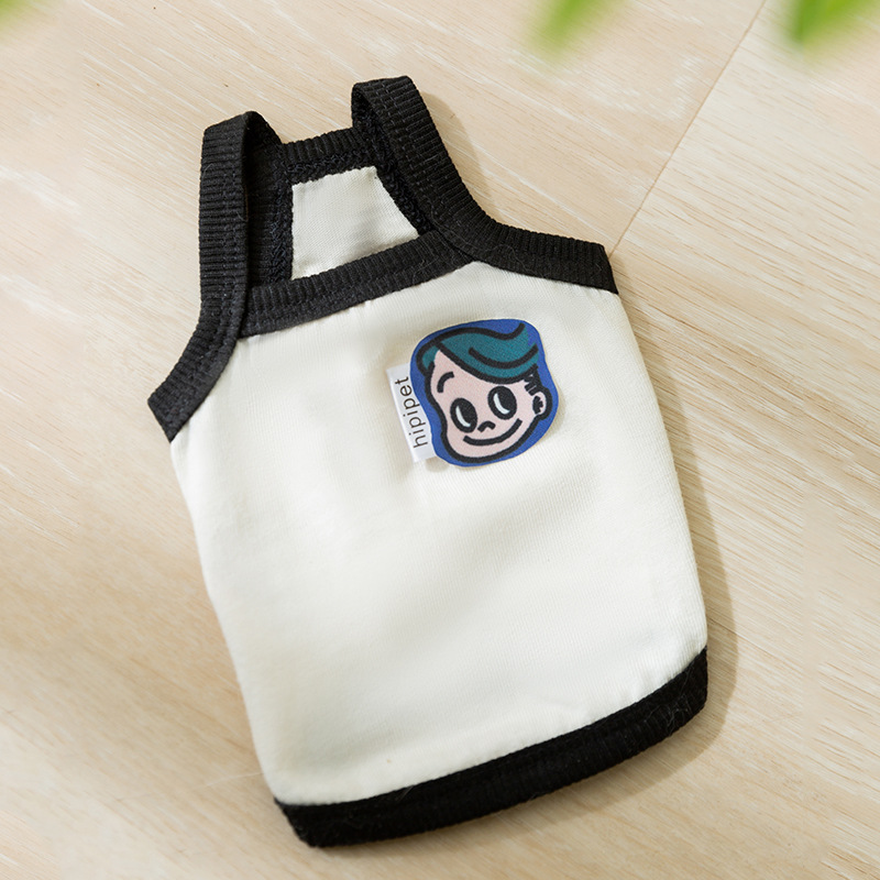 Primavera y verano perro simple borde negro niño niña pareja ropa cabestrillo gato dos pies ropa delgada de peluche para mascotas