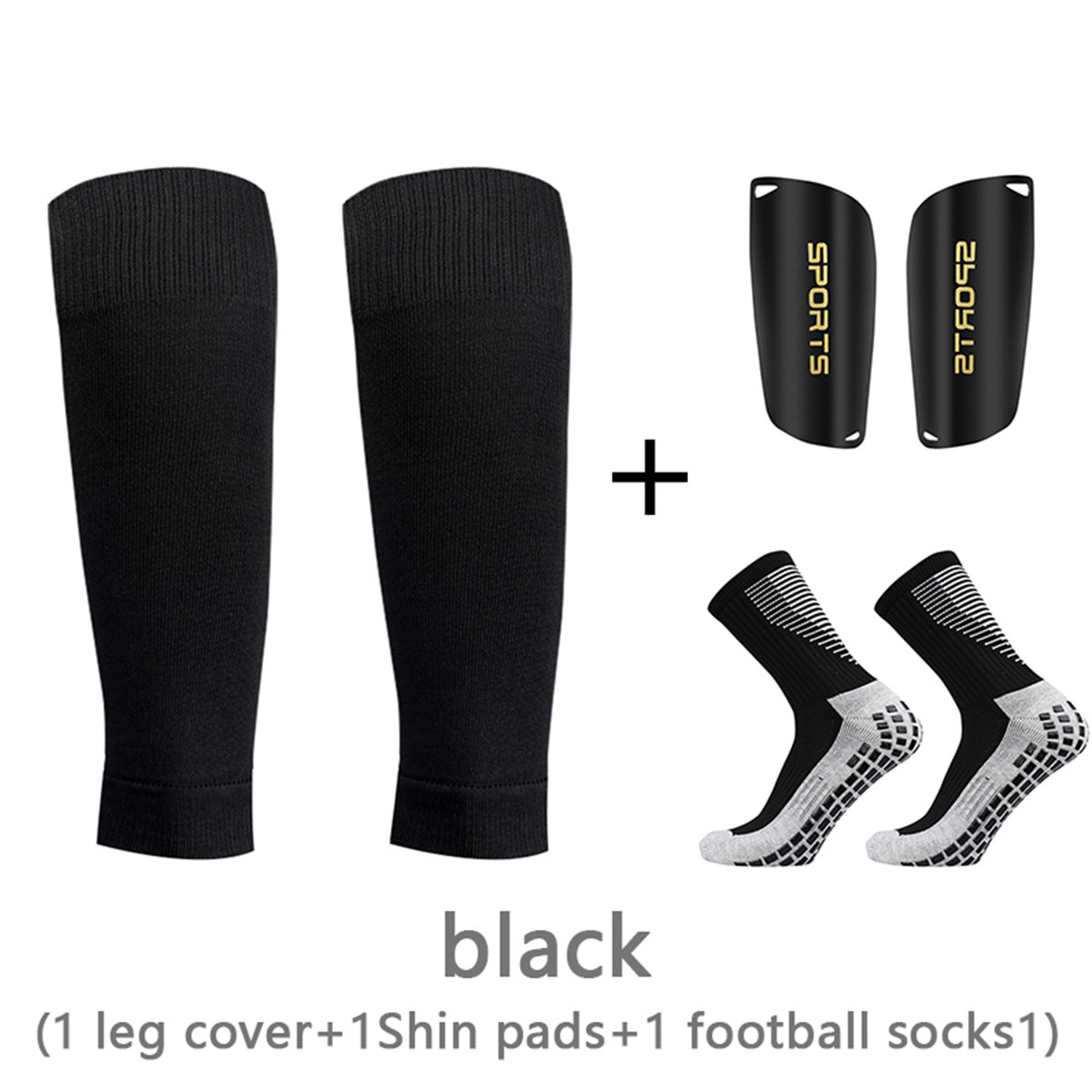 Cross-Border Football Socks Three-Piece Set Men's Sports Socks Shin Pads Thickened Towel Bottom Mid-Calf Socks Casual and Versatile