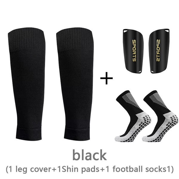 Cross-Border Football Socks Three-Piece Set Men's Sports Socks Shin Pads Thickened Towel Bottom Mid-Calf Socks Casual and Versatile