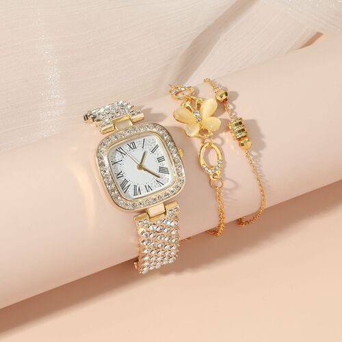 22 new women's watch set, fashionable and personalized square watch + Korean butterfly watch + small waist bracelet