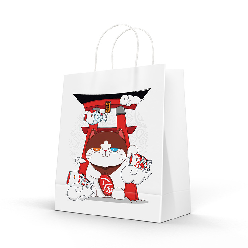 2022 Nuevo en stock regalo medio portátil bolsa de papel creativo texto neto rojo viento bolsa de regalo bolsa de papel Kraft