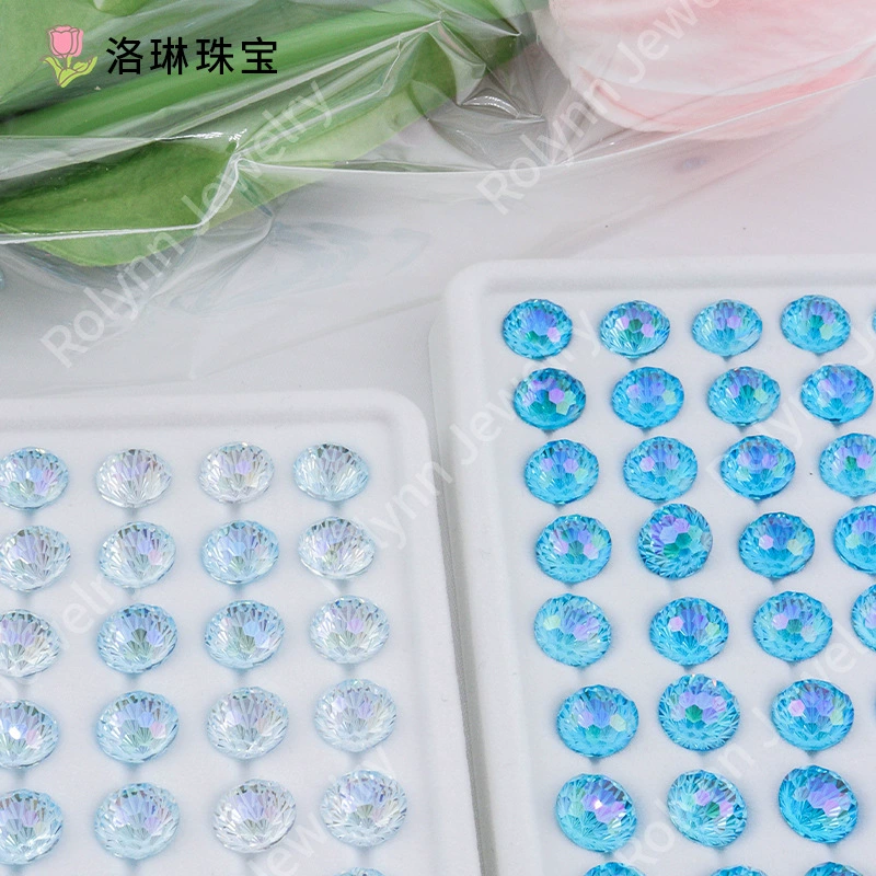 Прямые оптовые продажи из фабрики Вучжоу: 8 мм мягкие центральные небесные огненные фейерверки, ограненные цирконы, свободные камни для сережек, ожерелий, DIY