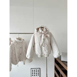 熹凤梨波点棉服女短款2025冬季新款韩系小个子棉袄加厚棉衣外套