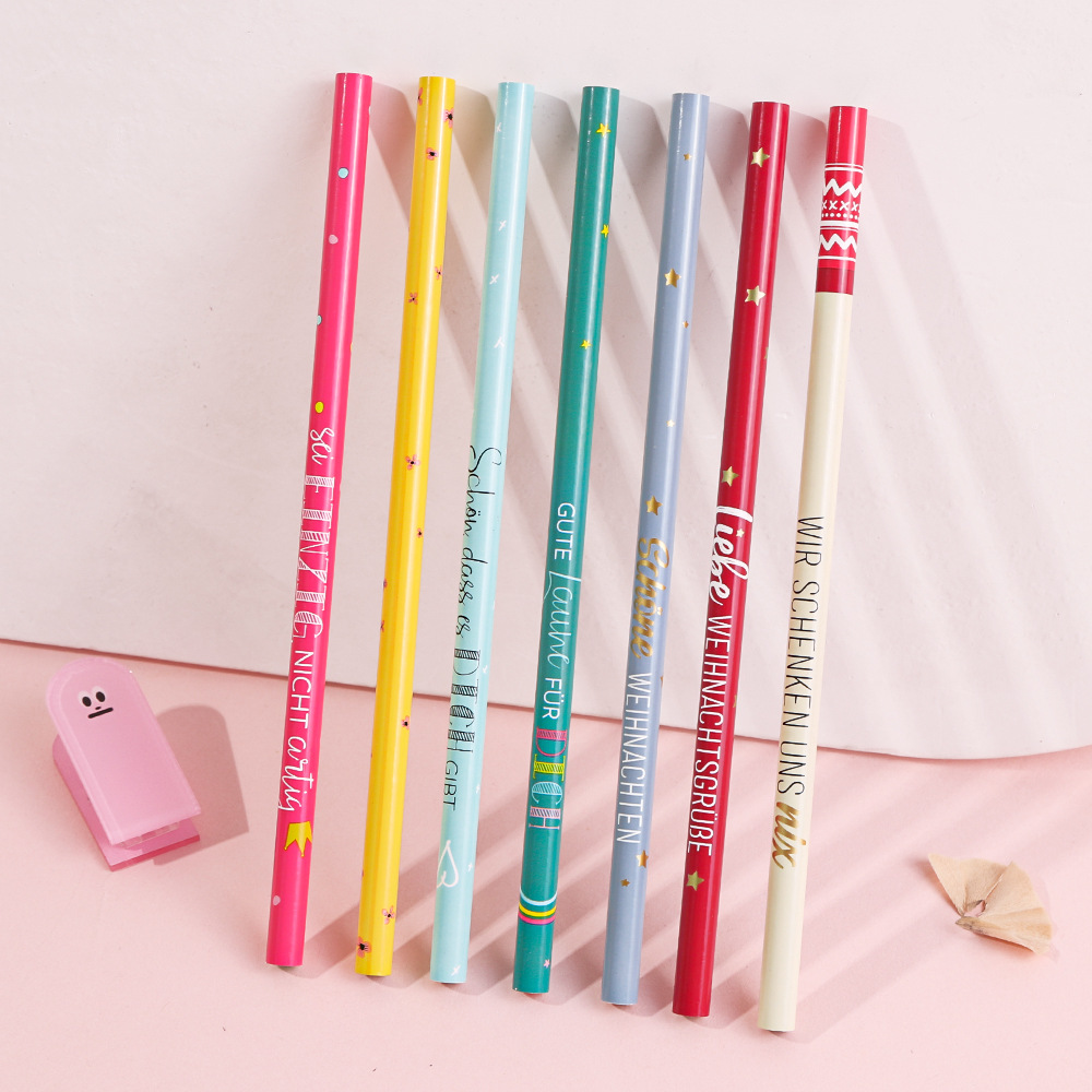 厂家定制热转印图案LOGO木制铅笔教育培训招生推广活动礼物小学生