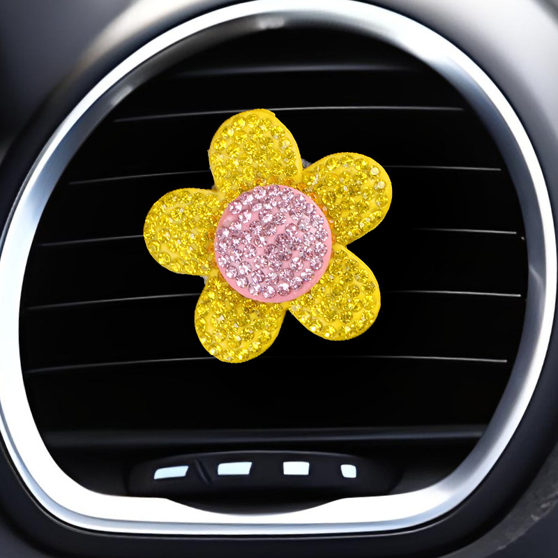 Comercio electrónico transfronterizo cerámica barro flores diamantes coche aire acondicionado salida de aire clip de aromaterapia decoración clip de perfume adorno
