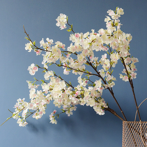 Manufacturer's simulated 4-forked cherry blossom branch, long branch fake flower, silk cloth, plastic flower, wedding dress, arch guide, simulated flower