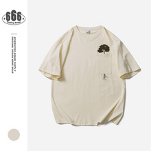 DEVILRAY设计感口袋刺绣夏季T恤男女宽松纯棉体恤潮流短袖TE09127