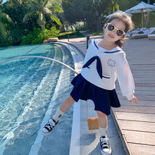 女童春装新款韩版衬衣儿童裙两件套宝宝洋气卡通小熊学院风套装