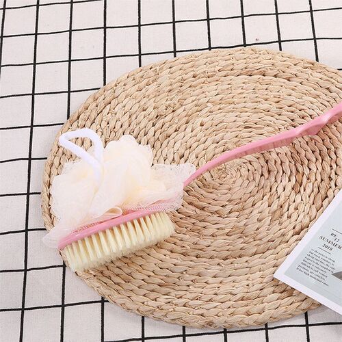 Bath brush, long handle bath brush, lazy person's bath artifact, soft bristle back rub brush, double-sided bath flower bath brush wholesale