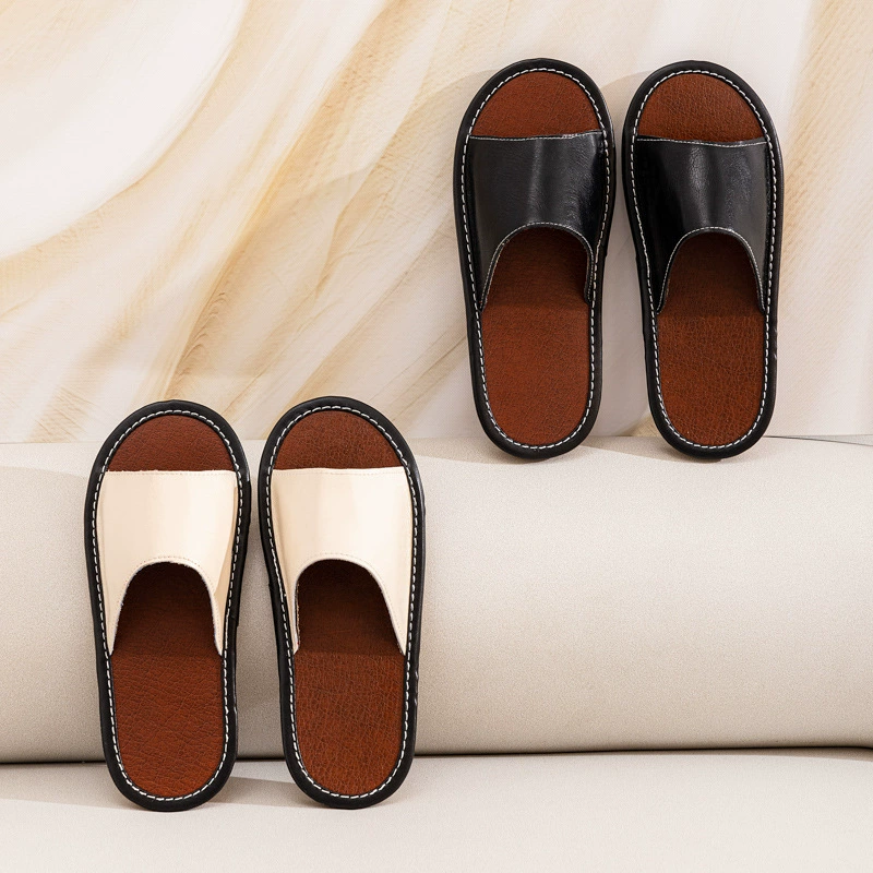 Сандалии и тапочки из натуральной кожи, летние домашние из воловьей кожи с противоскользящим полом в японском стиле, женские и мужские бытовые Four Seasons с защитой от запаха