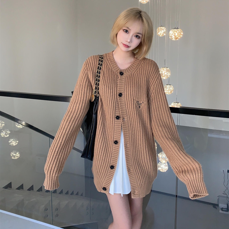 正确版本2025秋冬新款原标P家字母刺绣针织开衫毛衣外套男女|undefined