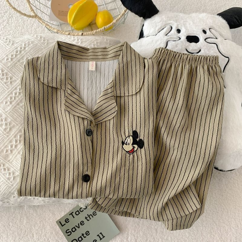 Verano nuevo pijama de algodón nube mujer suelta delgada estudiantes pantalones cortos de manga corta dos piezas se pueden usar ropa de casa
