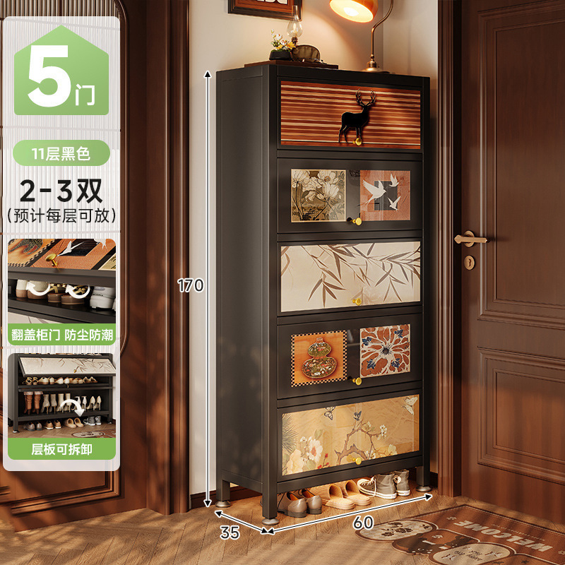 Gabinete de zapatos de acero puerta doméstica estilo antiguo de gran capacidad puerta de entrada de almacenamiento integral contra la pared 2025 nuevo rack de zapatos
