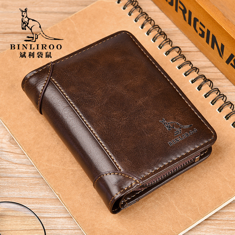 Binli Kangaroo Wallet Men's Short Anti-theft Brush Vertical Wallet Soft Leather Cross-border Gift Wholesale Multi-card Driving Card Bag Binli Kangaroo Wallet Men's Short Anti-theft Brush Vertical Wallet Soft Leather Cross-border Gift Wholesale Multi-card Driving Card Bag