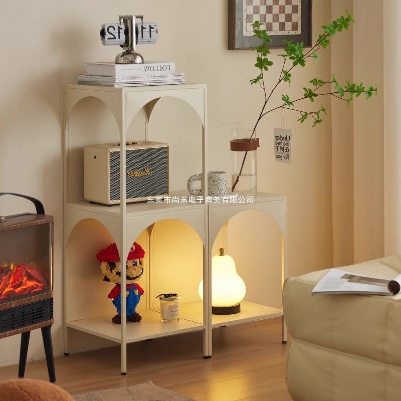 Creative Bookshelf Floor-Standing Storage Rack French Living Room Corner Simple Home Bookcase Corner Bedroom Iron Storage Rack