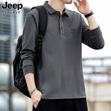 JEEP SPIRIT 24秋季新款男士长袖T恤时尚休闲刺绣潮流POLO衫